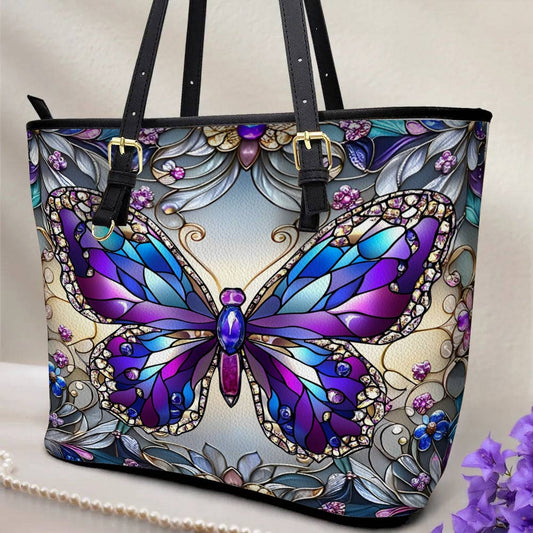 Lorva Butterfly Leather Tote Bag Mosaic Butterfly