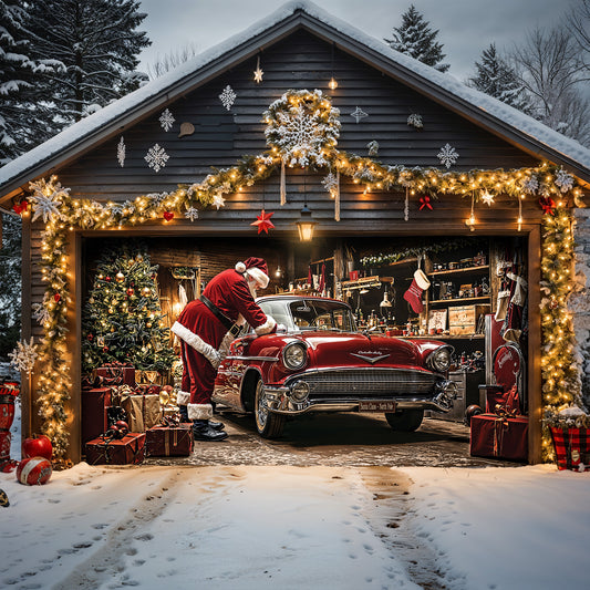 Lorva Christmas Garage Door Banner Decoration Merry Motor Garage