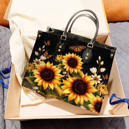 Lorva Leather Bag Golden Sunflower with Monarch Charm