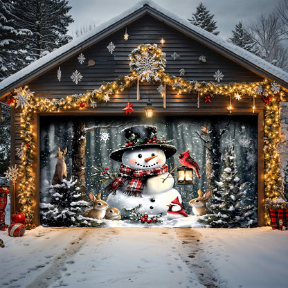 Lorva Snowman Christmas Garage Door Banner Decoration Love Time