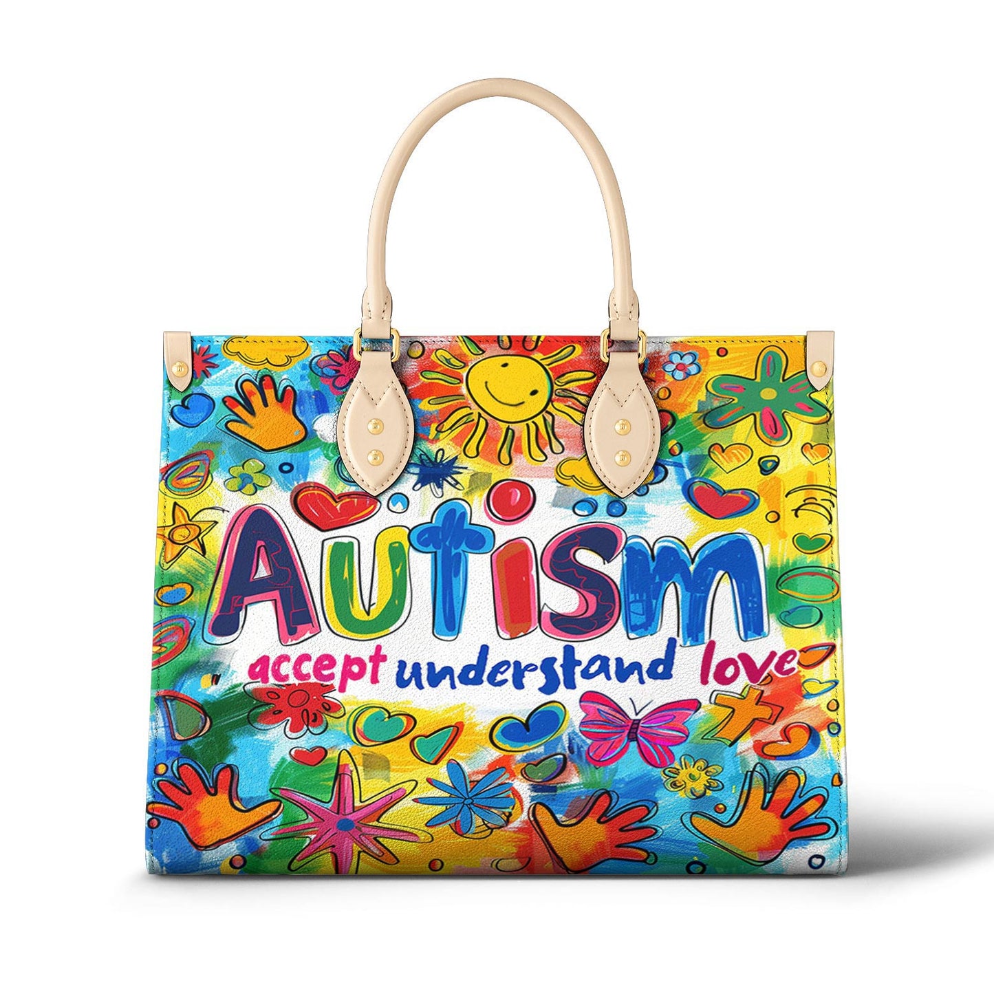 Lorva Leather Bag Colorful Autism Awareness