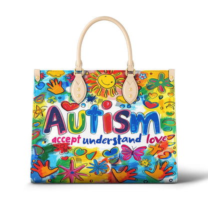 Lorva Leather Bag Colorful Autism Awareness