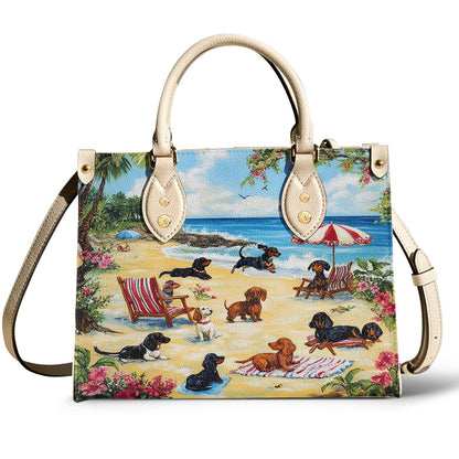 Lorva Leather Bag Dachshund Beach Party
