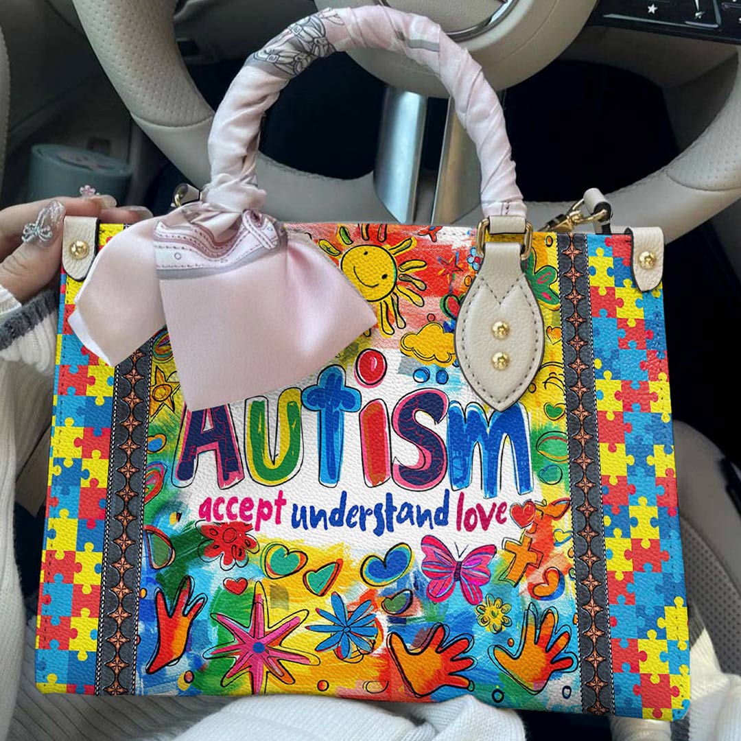 Lorva Leather Bag Autism Accept Understand Love