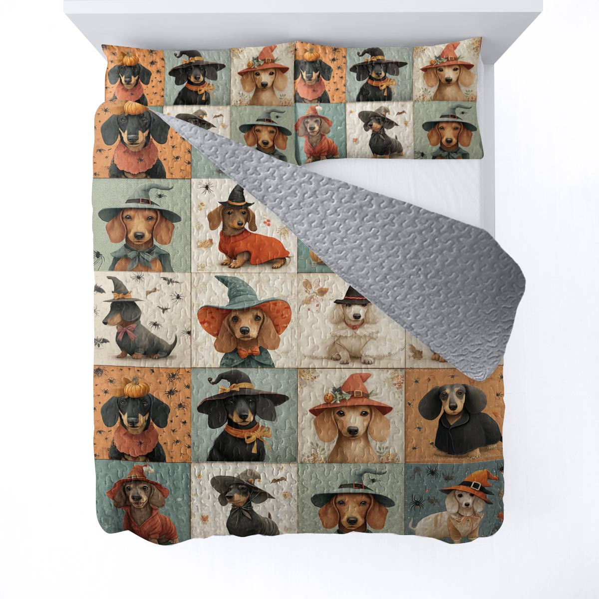 Lorva All Season Quilt 3-Piece Set Dachshund Witch