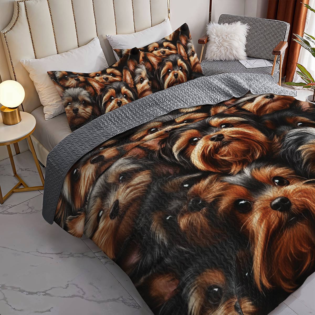 Lorva All Season Quilt 3-Piece Set Yorkie Overload