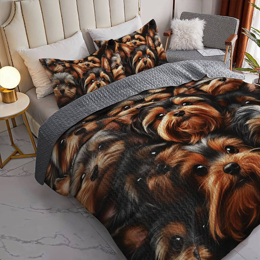 Lorva All Season Quilt 3-Piece Set Yorkie Overload