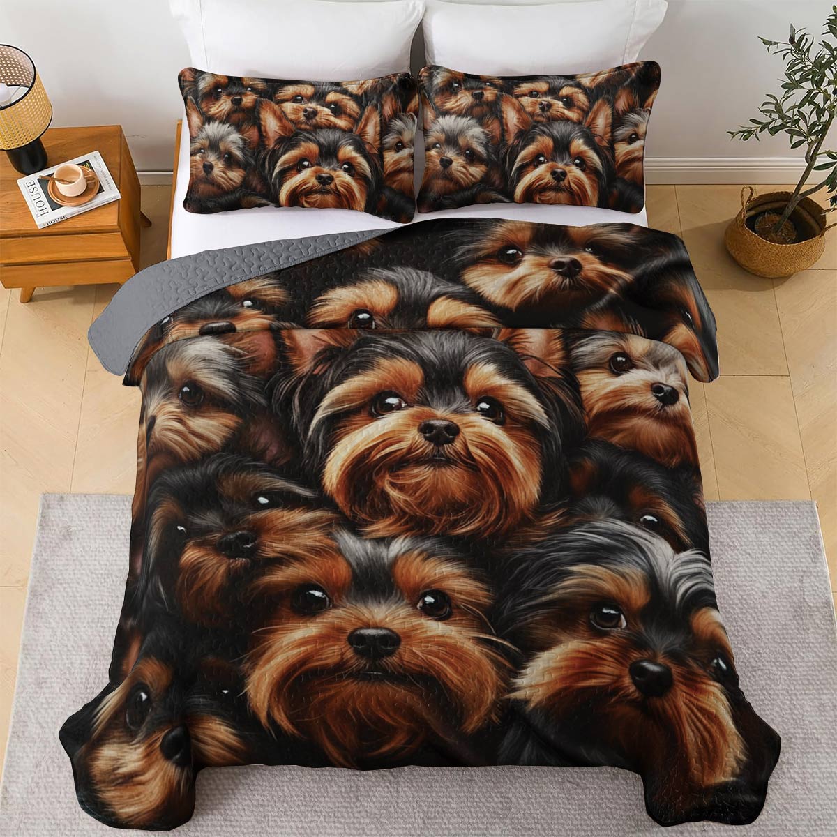 Lorva All Season Quilt 3-Piece Set Yorkie Overload