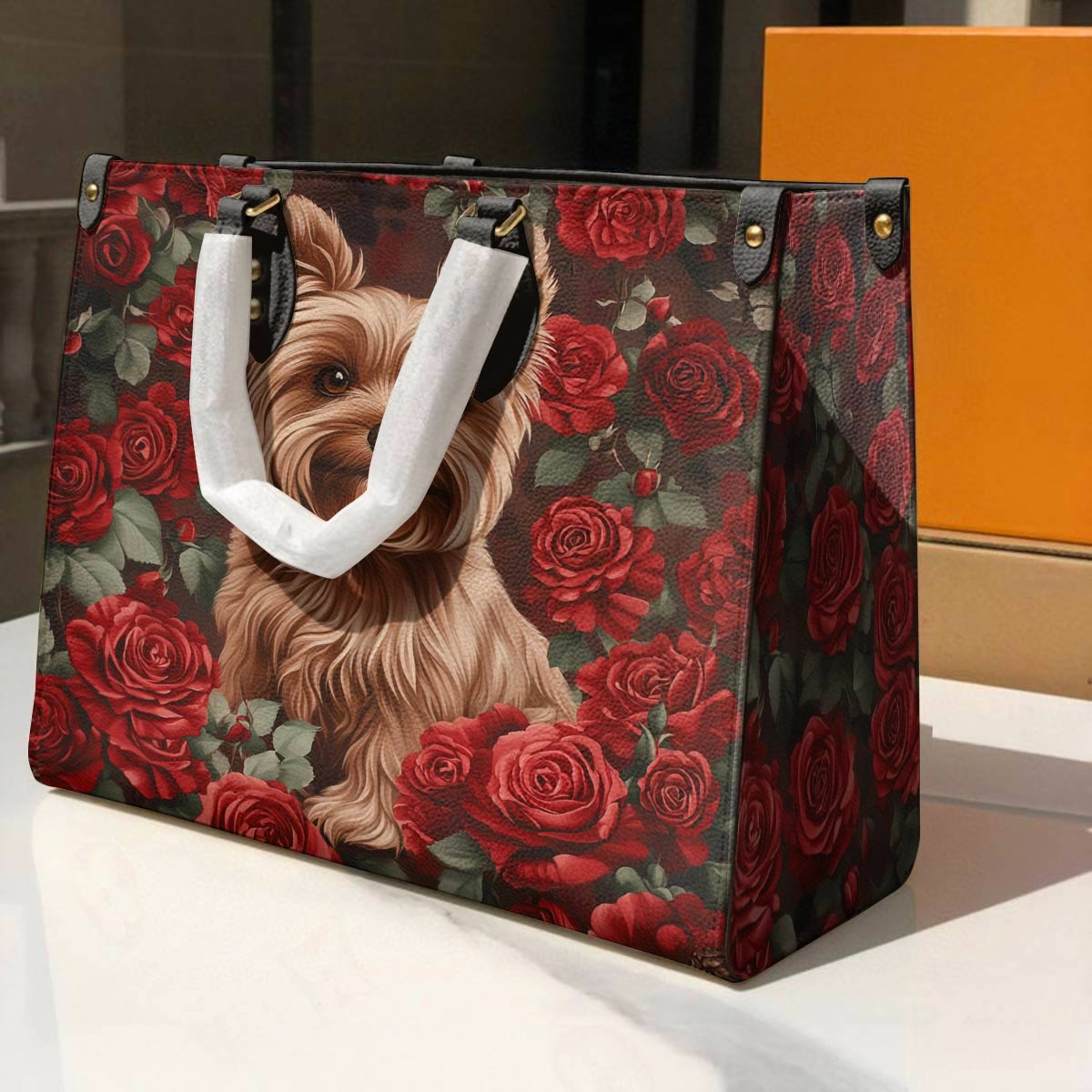Lorva Yorkie Leather Bag Scarlet Rose Yorkie