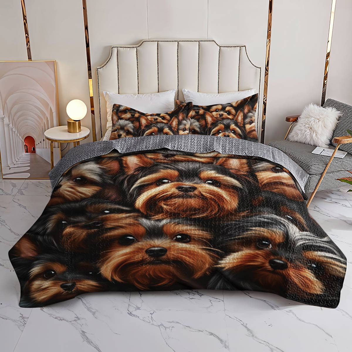 Lorva All Season Quilt 3-Piece Set Yorkie Overload