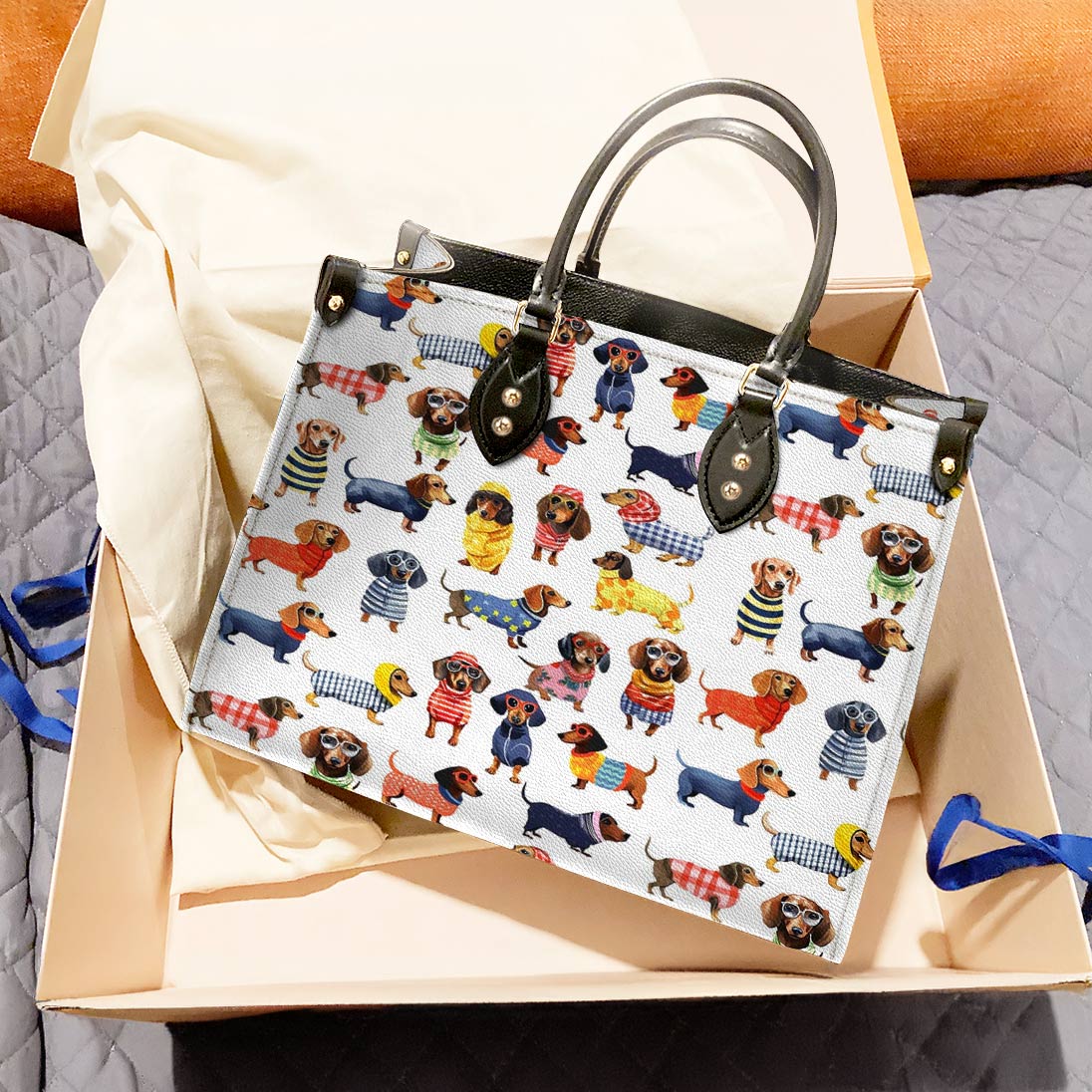 Lorva Leather Bag Dashing Dachshunds