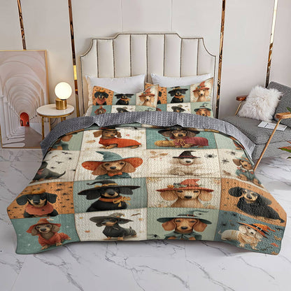 Lorva All Season Quilt 3-Piece Set Dachshund Witch
