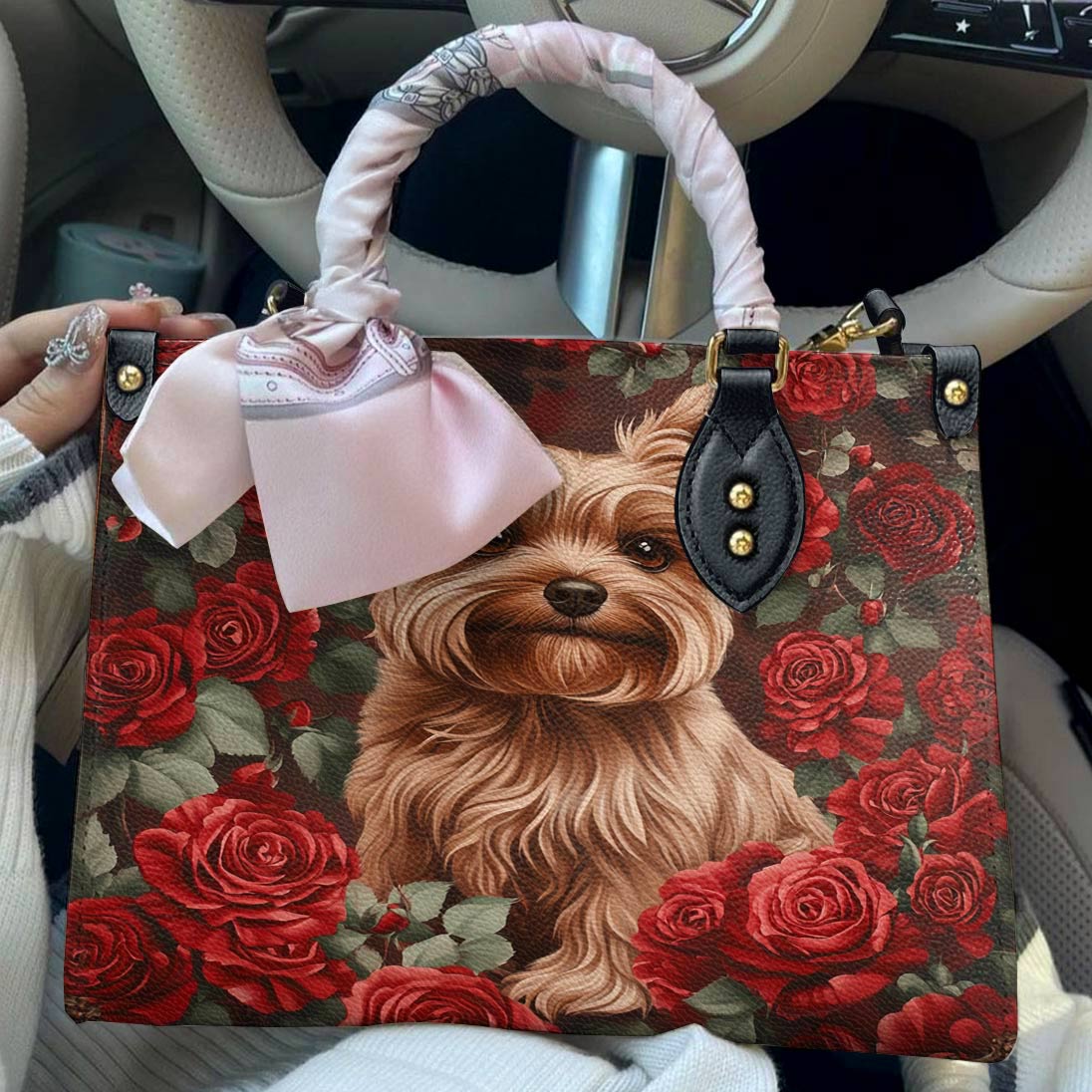 Lorva Yorkie Leather Bag Scarlet Rose Yorkie