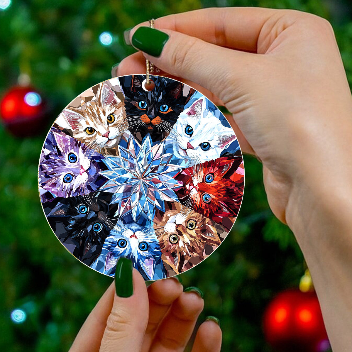 Lorva Cat 2D Acrylic Ornament Crystal Colorful