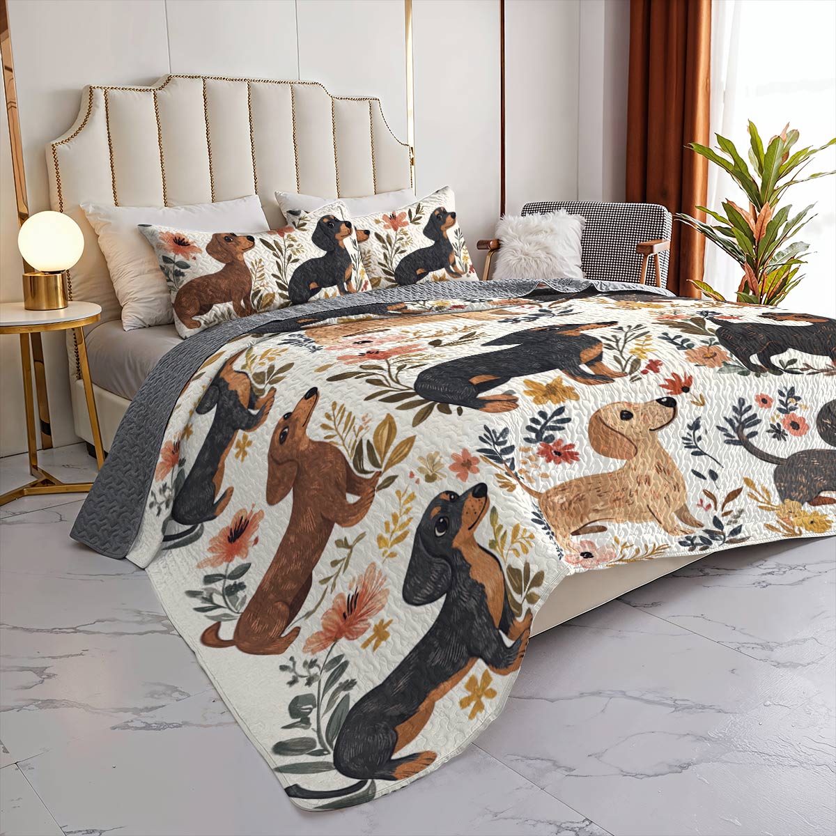 Lorva All Season Quilt 3-Piece Set Floral Wiener Wonderland