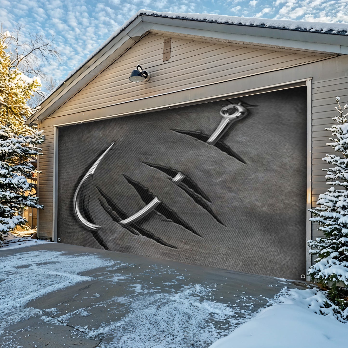 Lorva Fishing Garage Door Banner Decoration Reel Big Catch