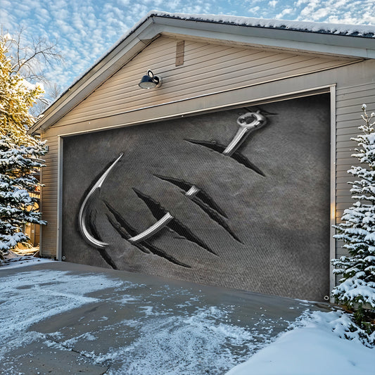 Lorva Fishing Garage Door Banner Decoration Reel Big Catch