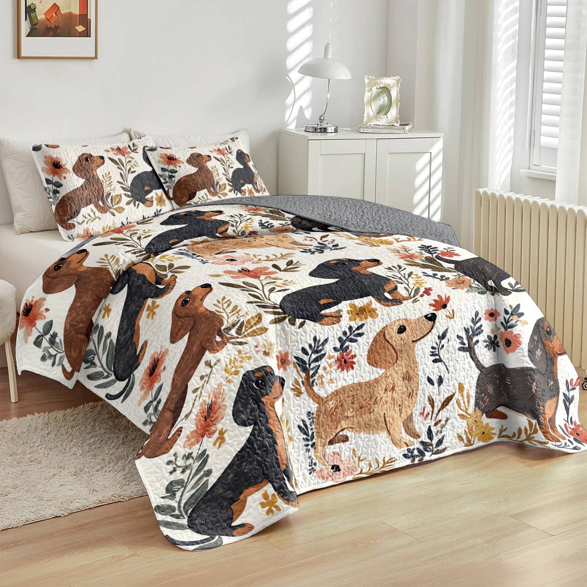 Lorva All Season Quilt 3-Piece Set Floral Wiener Wonderland
