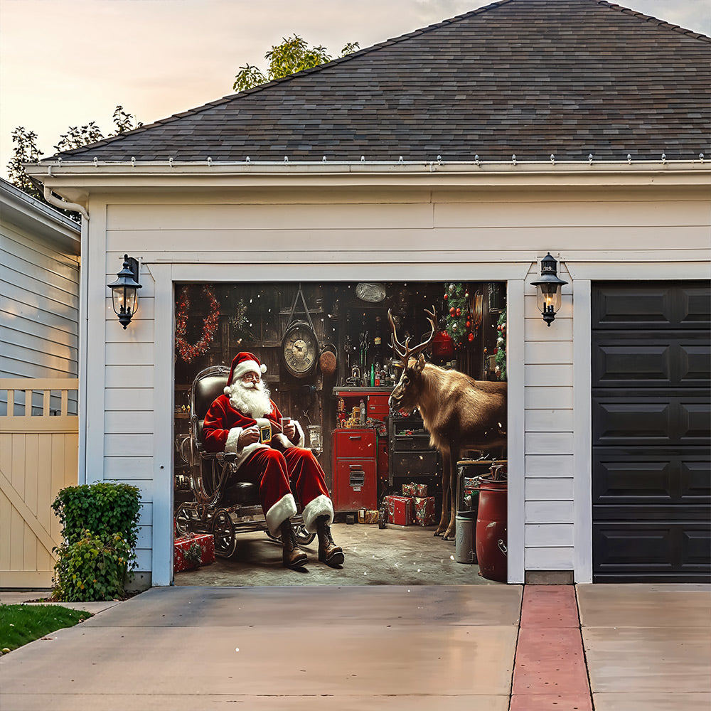 Lorva Christmas Garage Door Banner Decoration Merry Christmas Night