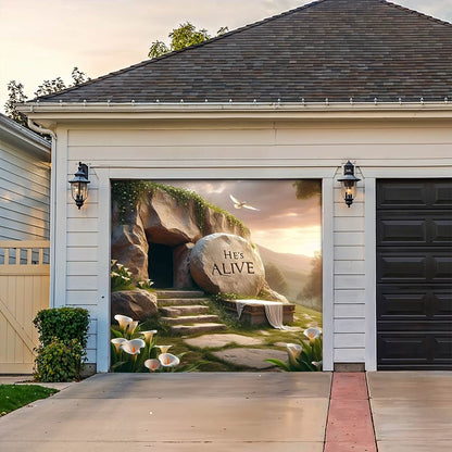Lorva Garage Door Banner Decoration He's Alive