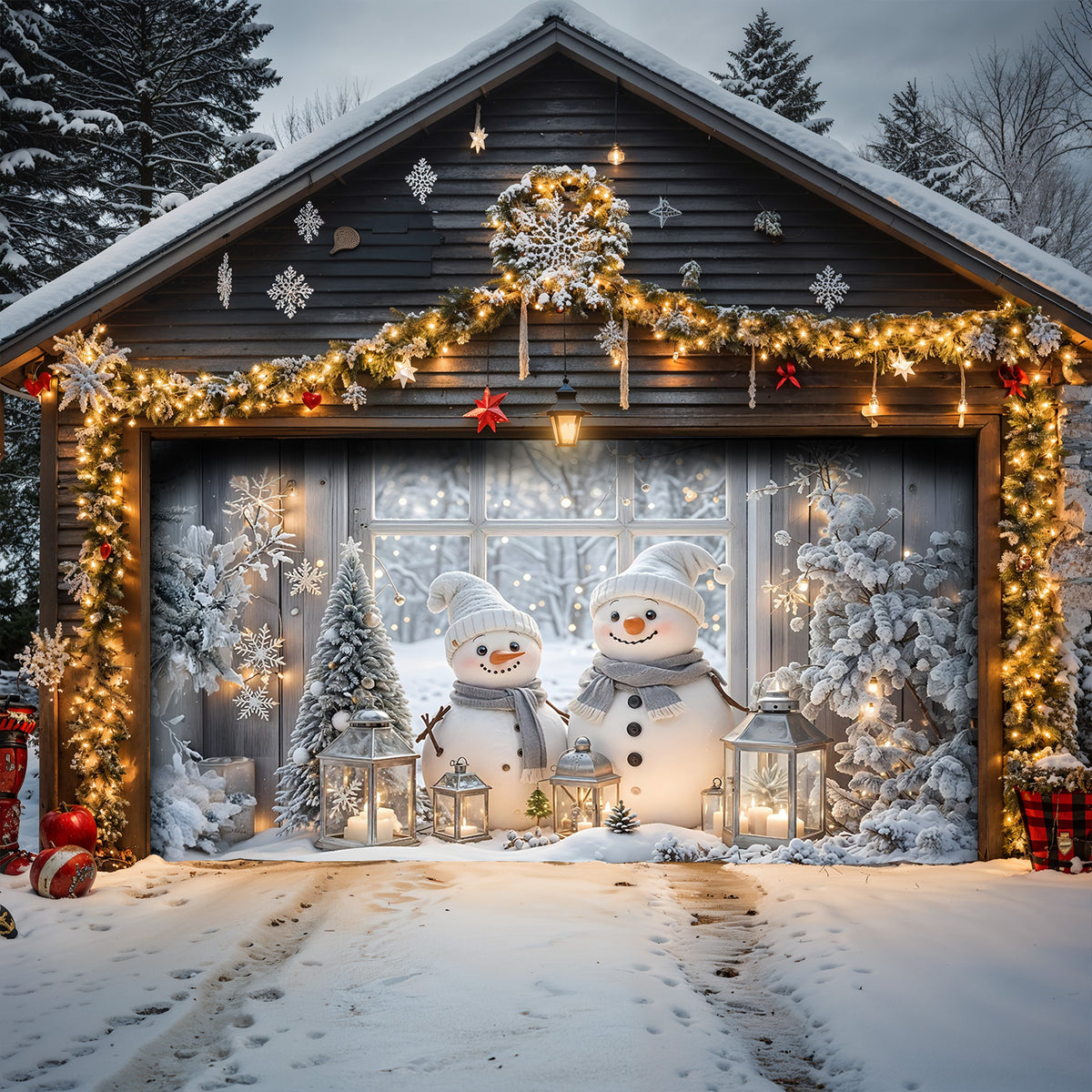 Lorva Snowman Garage Door Banner Decoration Beautiful Life