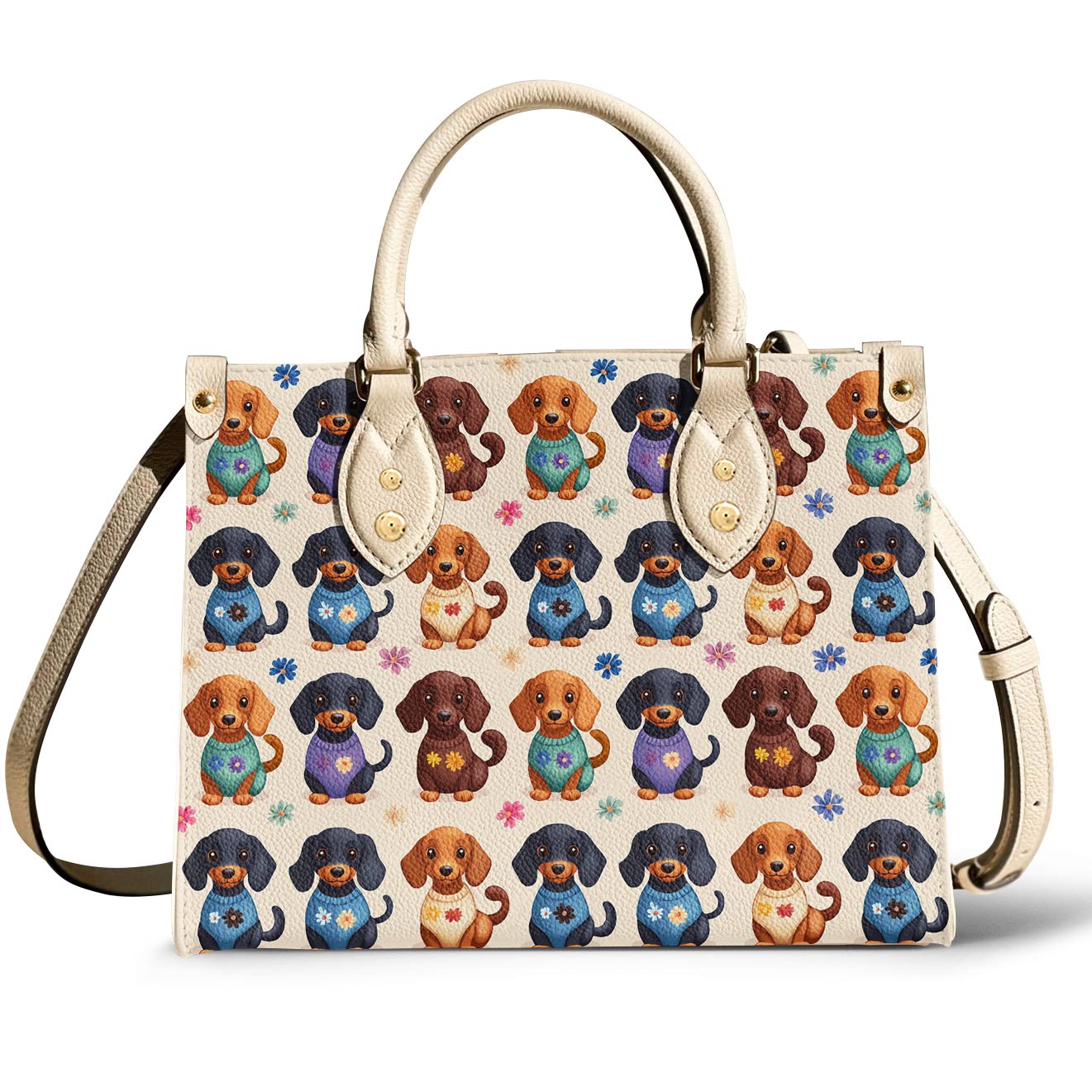 Lorva Leather Bag Dachshund Sweater Delight