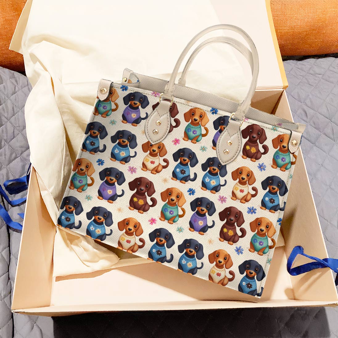 Lorva Leather Bag Dachshund Sweater Delight
