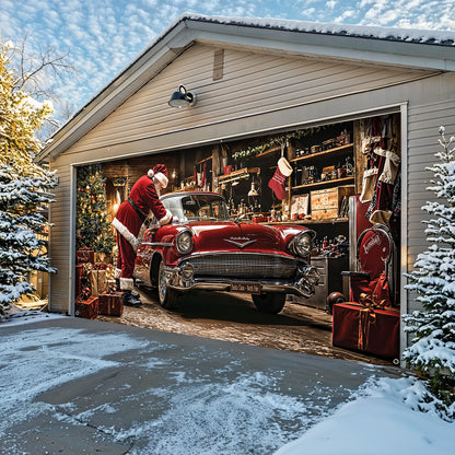 Lorva Christmas Garage Door Banner Decoration Merry Motor Garage