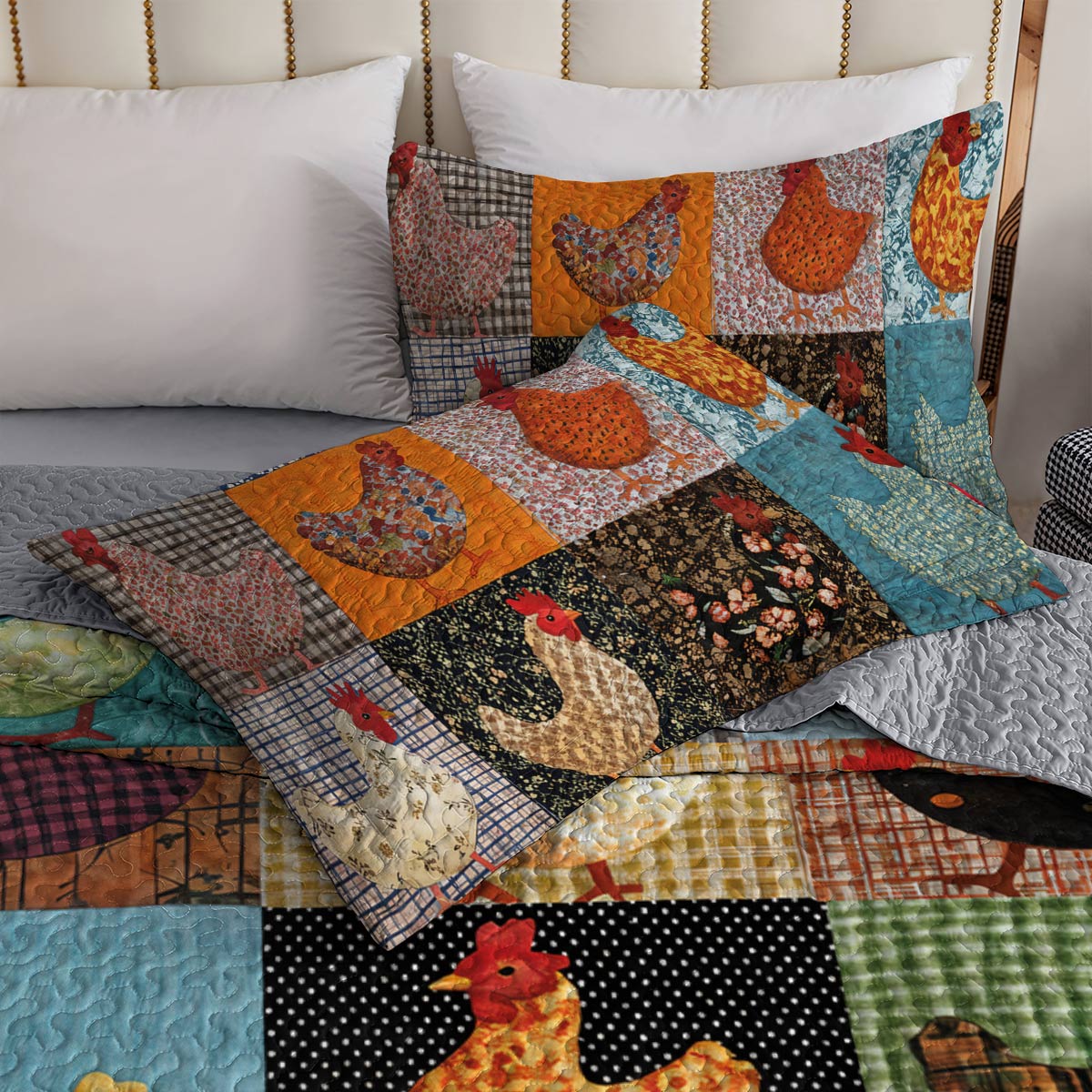 Lorva Chicken All Season Quilt 3-Piece Set Rustic Chicken Charm