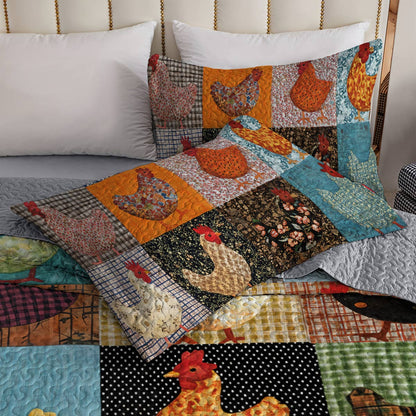 Lorva Chicken All Season Quilt 3-Piece Set Rustic Chicken Charm