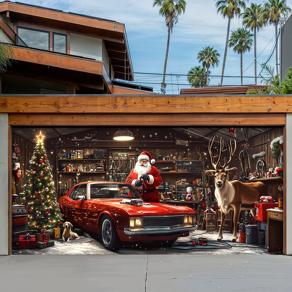 Lorva Christmas Garage Door Banner Decoration Happy Christmas