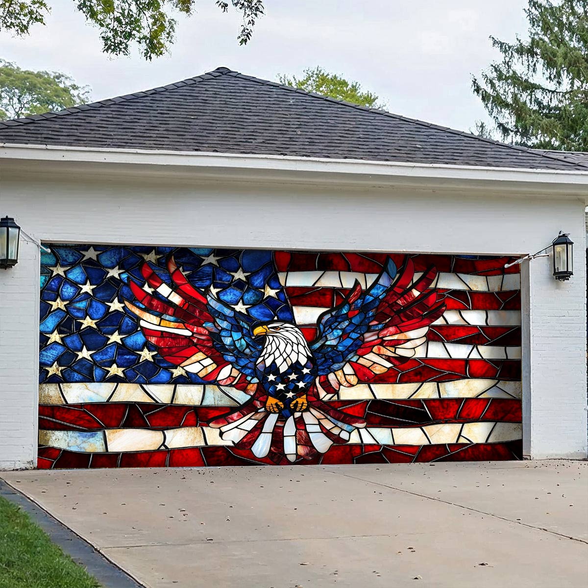Lorva Garage Door Banner Decoration Proud Of My Country
