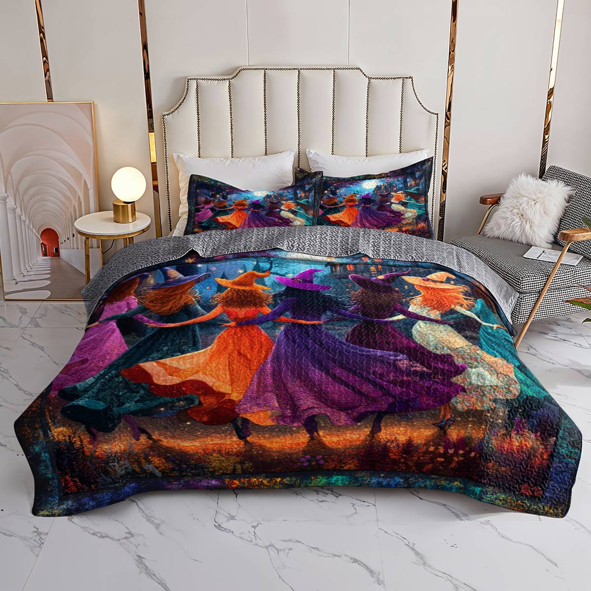 Witch Lorva All Season Quilt 3-Piece Set Midnight Witch Dance