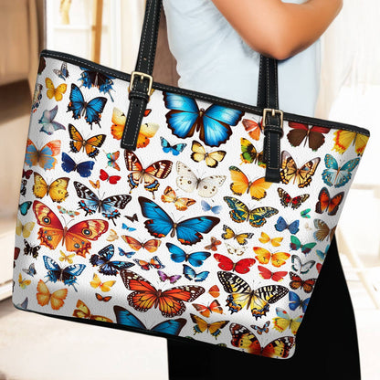 Lorva Butterfly Leather Tote Bag Butterfly Kaleidoscope