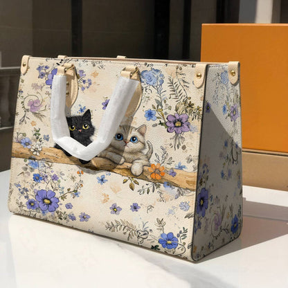 Lorva Leather Bag Cute Blossom Kittens