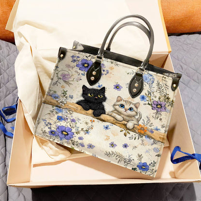 Lorva Leather Bag Cute Blossom Kittens