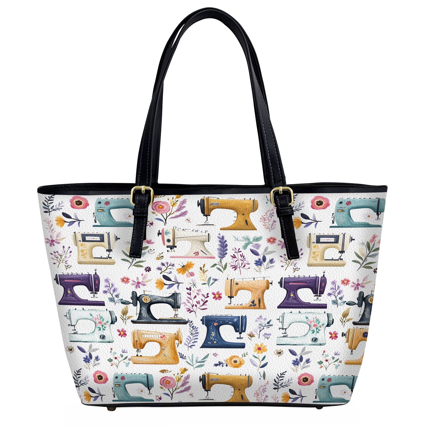 Lorva Leather Tote Bag Floral Sewing Machines