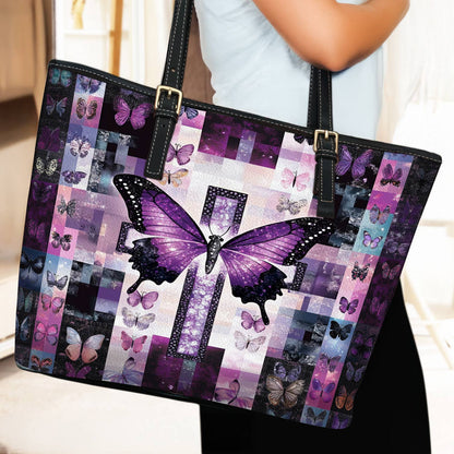 Lorva Leather Tote Bag Wings of Serenity