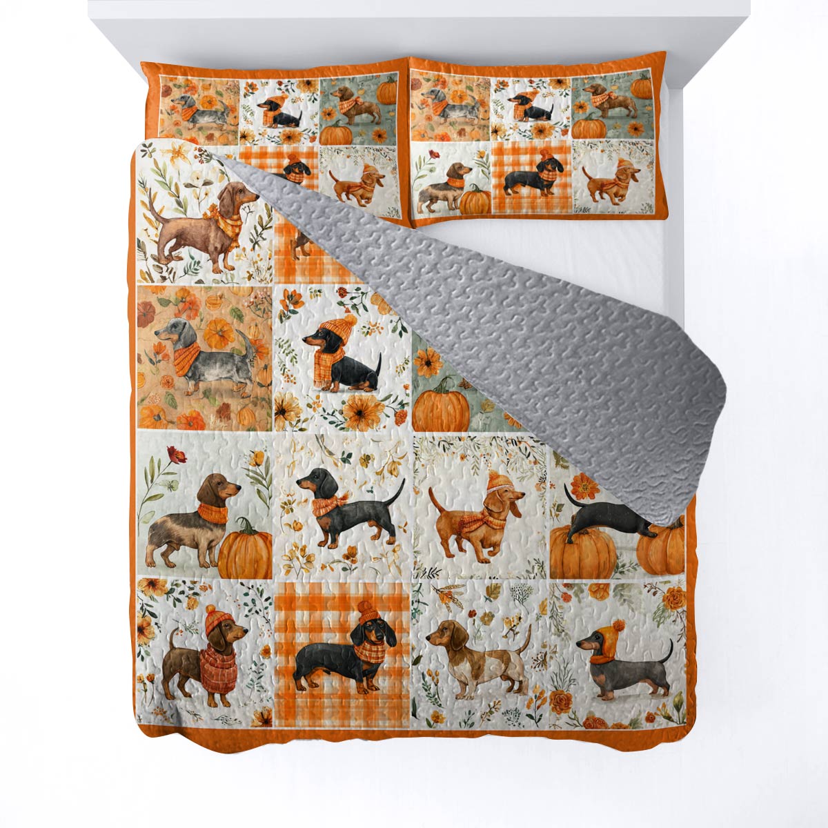 Lorva All Season Quilt 3-Piece Set Fall Frolic Dachshunds