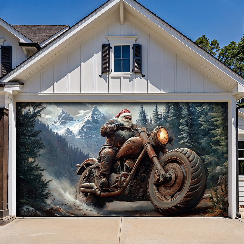 Lorva Christmas Garage Door Banner Decoration Santa’s Thunder Run