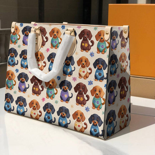 Lorva Leather Bag Dachshund Sweater Delight