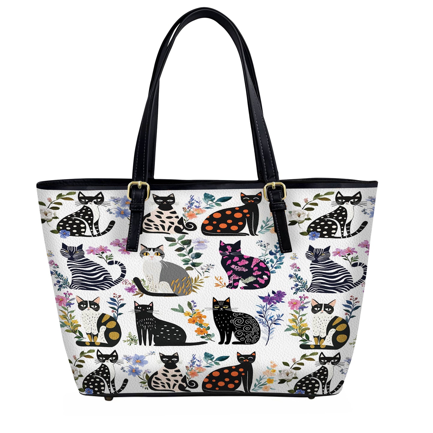 Lorva Leather Tote Bag Enchanted Cat Garden