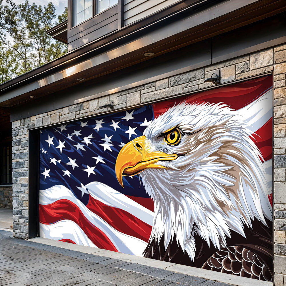 Lorva Patriotic Garage Door Banner Decoration Eagle of Freedom The Spirit of America