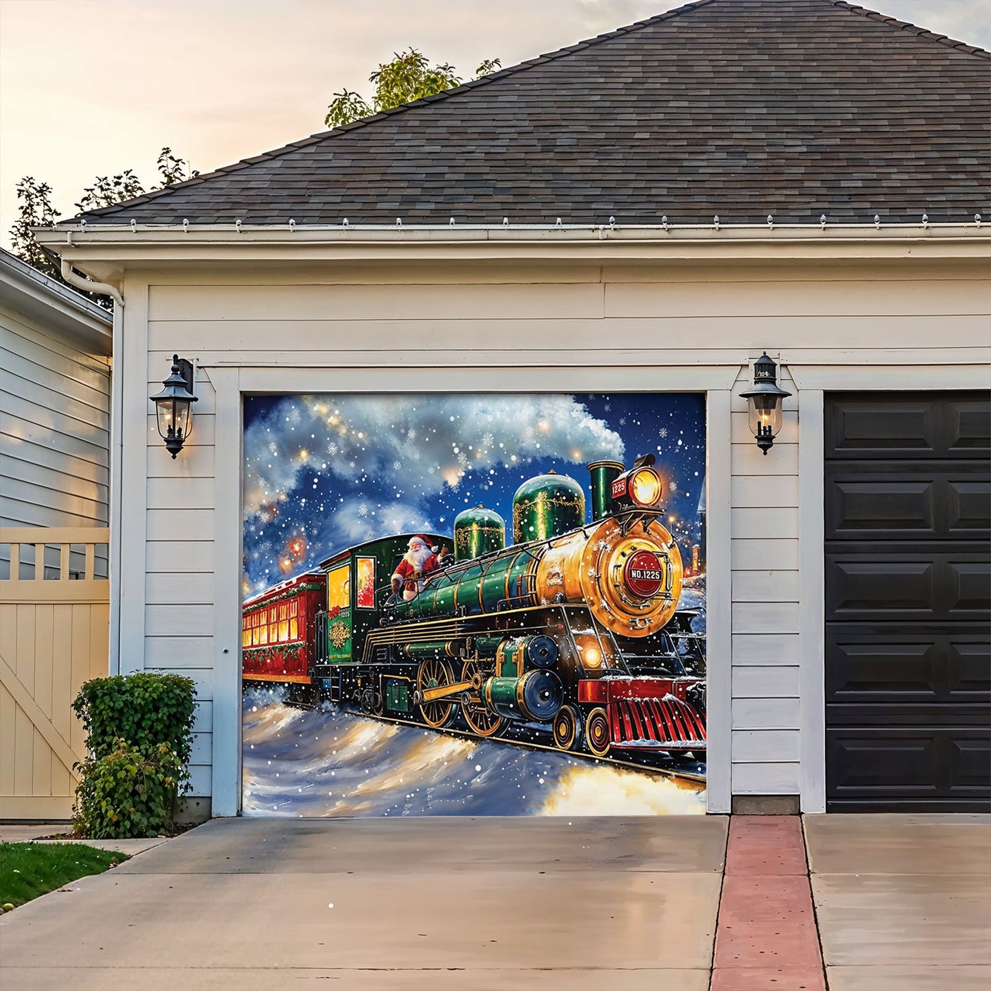 Lorva Christmas Garage Door Banner Decoration Magical Holiday Express Santa’s Train Spreading Cheer