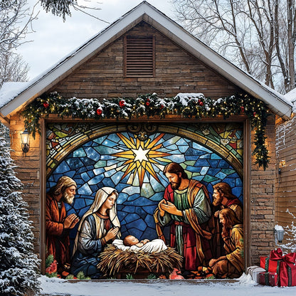 Lorva Christmas Garage Door Banner Decoration Faith The Nativity Scene
