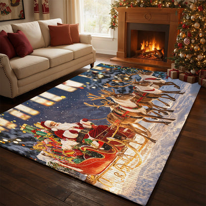 Lorva Cat Area Rug  Santa’s Magical Sleigh