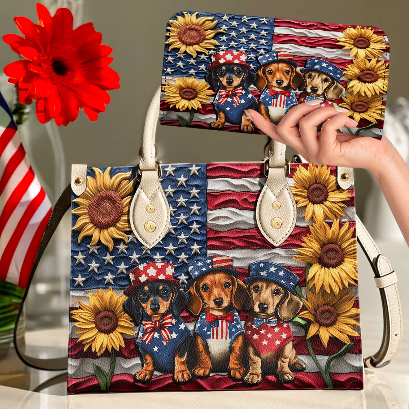 Lorva Dachshund Leather Bag Doxies for America