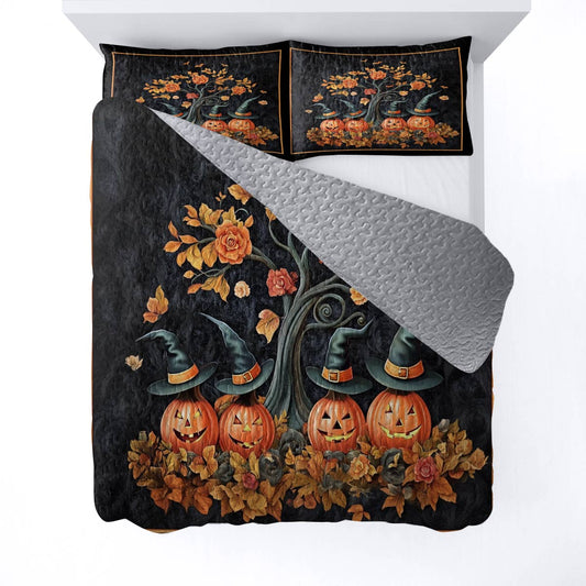 Witch Lorva All Season Quilt 3-Piece Set Pumpkin Hat Parade