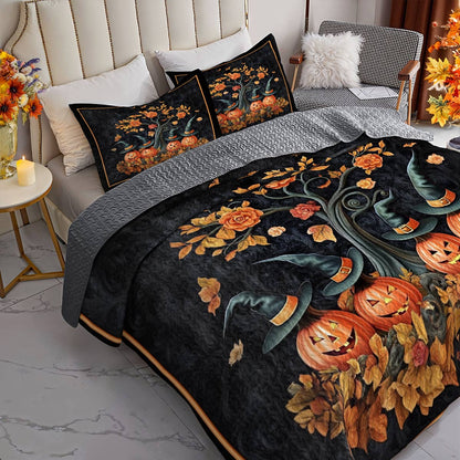 Witch Lorva All Season Quilt 3-Piece Set Pumpkin Hat Parade