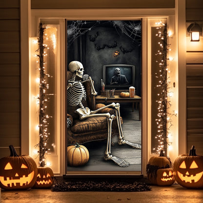 Lorva Halloween Door Cover Skeleton Movie Night